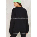 Sudadera con cuello redondo estampado negro OEM / ODM Fabricación al por mayor con prendas de vestir de mujeres (TA7028H)